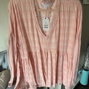 BNWT Blush Peplum Blouse Sz 14 from Time & Tru